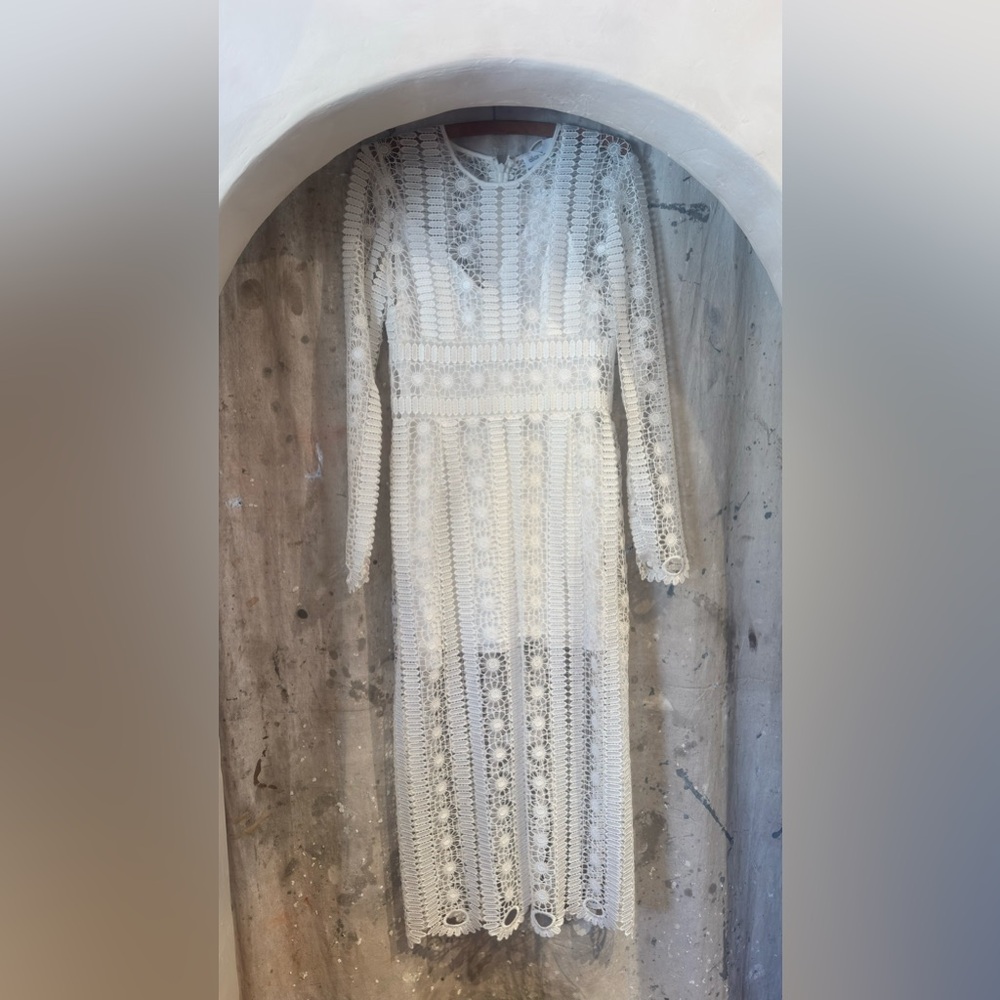 Alice McCall White Long Sleeve Crochet Maxi Dress Like A Dream